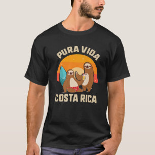 T-shirt Pura Vida Costa Rica Sloth Surfing Sleepy Summer V