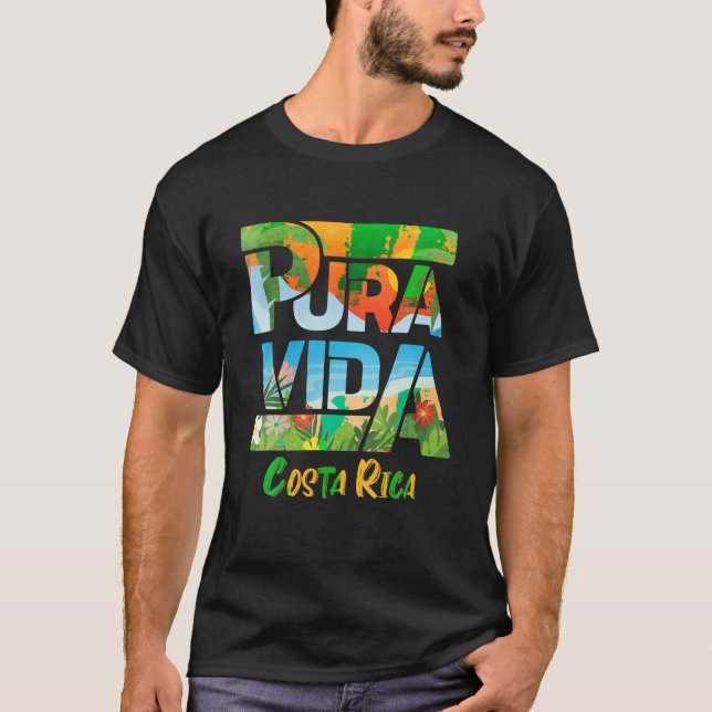 T-shirt Pura Vida Costa Rica Souvenir Cool Amérique Centra (Devant)