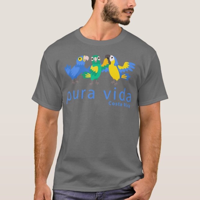 T-shirt Pura Vida Parrots Costa Rica Oiseaux (Devant)