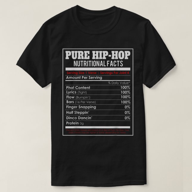 T-shirt Pure Hip hop Éléments nutritionnels Faits amusants (Design devant)
