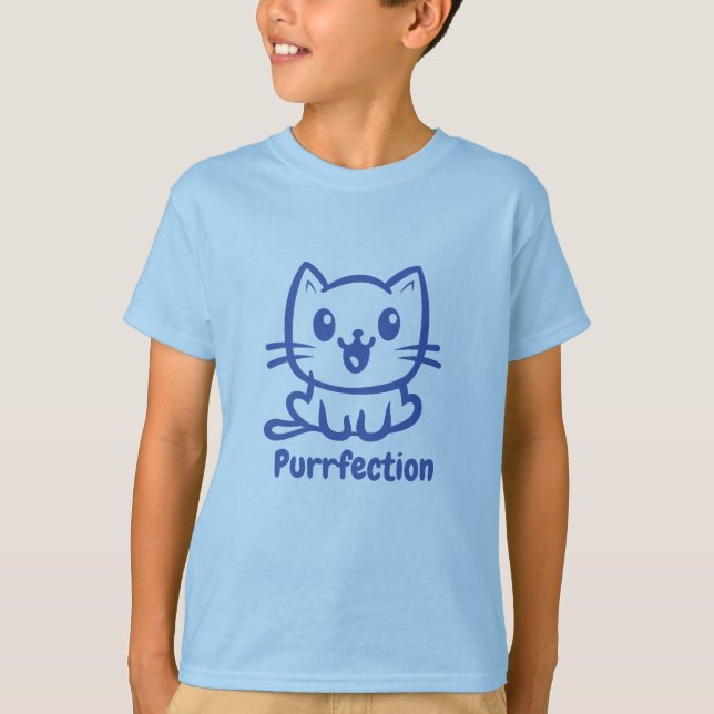T-shirt Purfection, Très Mignonne Chat Anime (Devant)