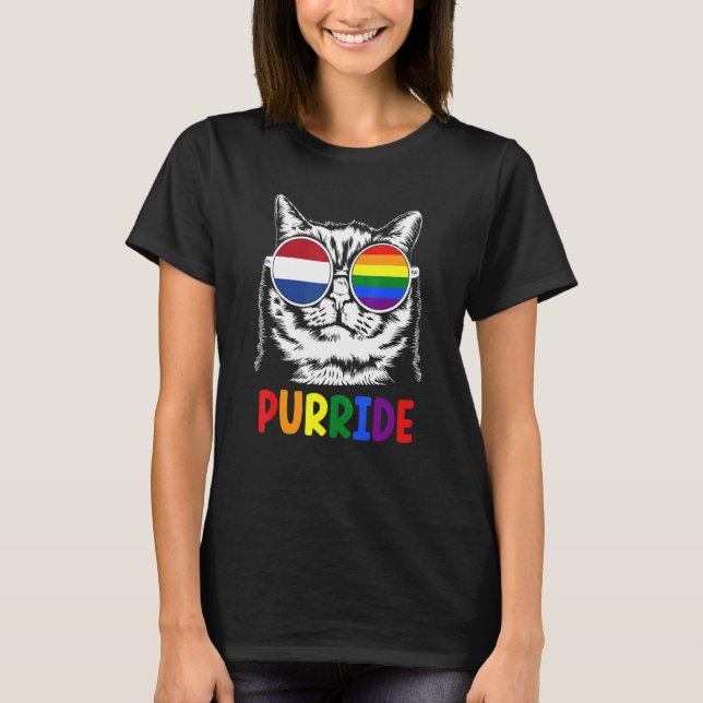 T-shirt Puride Gay Pride Parade drapeau des Pays-Bas Lunet (Devant)