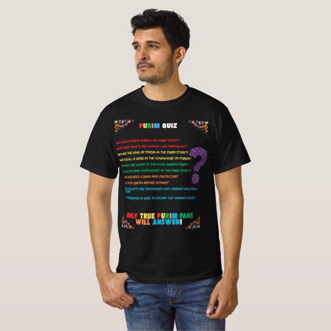 T-shirt Purim Quiz - Testez Votre Connaissance De Ce Juif (Devant entier)