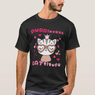 T-shirt Purincess Cattitude Cat Kitten Princess Attitude