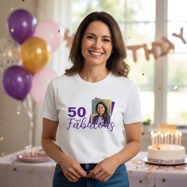 T-shirt Purple 50 et fabuleux 50e anniversaire Photo (Créateur téléchargé)