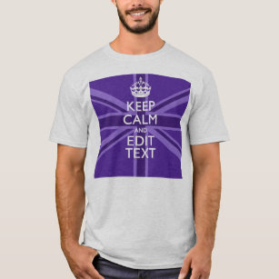 T-shirt Purple Accent Keep Calm and Your Text Union Jack