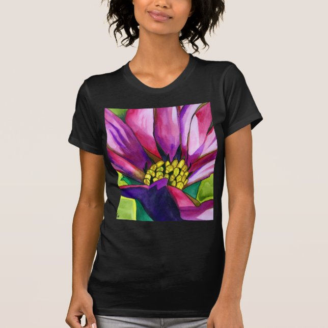 T-shirt Purple African Daisy watercolor art flower (Devant)
