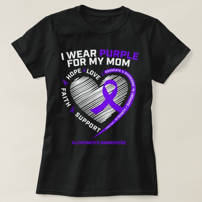 T-shirt Purple Alzheimers Produits de sensibilisation Mama (Design devant)
