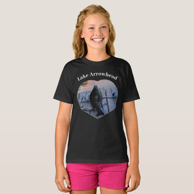 T-shirt Purple Bluegill Fish Photo Heart Lake Arrowhead (Devant entier)