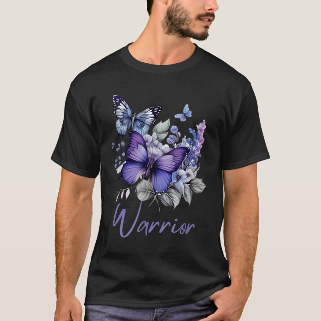 T-shirt Purple Butterflies Warrior Suicide Prevention Awar (Devant)
