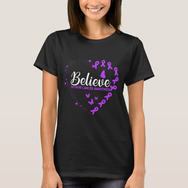 T-shirt Purple Butterfly Thyroid Cancer Awareness (Devant)