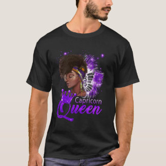 T-shirt Purple Capricorne Reine Africaine Américaine déc J