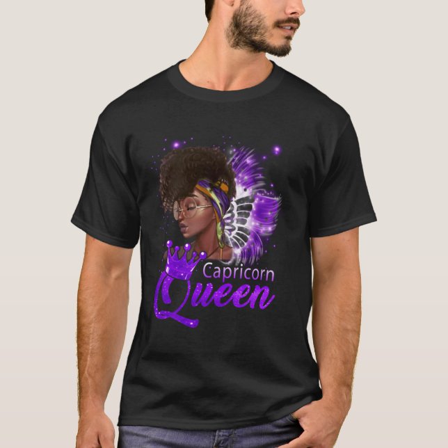 T-shirt Purple Capricorne Reine Africaine Américaine déc J (Devant)