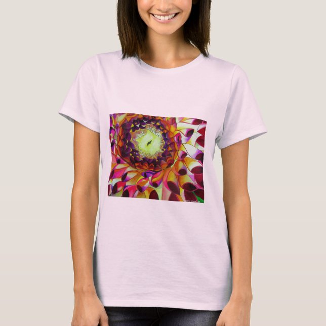 T-shirt Purple Dahlia abstract original flower art (Devant)