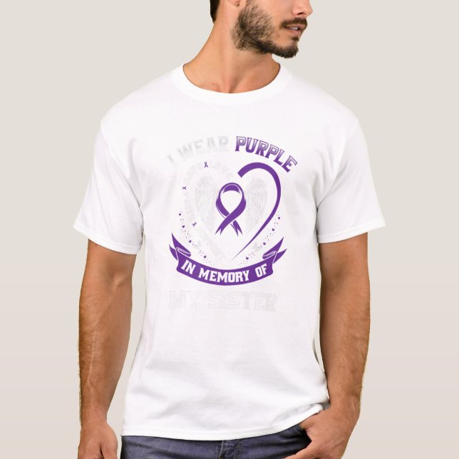 T-shirt Purple En Mémoire De Ma Soeur Alzheimer Démence (Devant)
