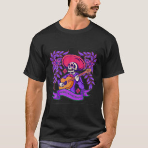 T-shirt Purple Floral Black Sugar Skull Day Of The Dead