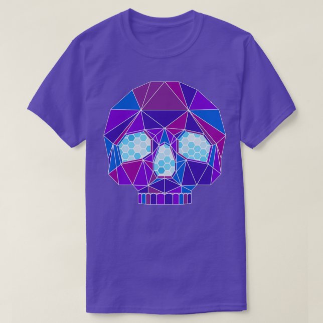 T-shirt Purple Geometric Skull (Design devant)