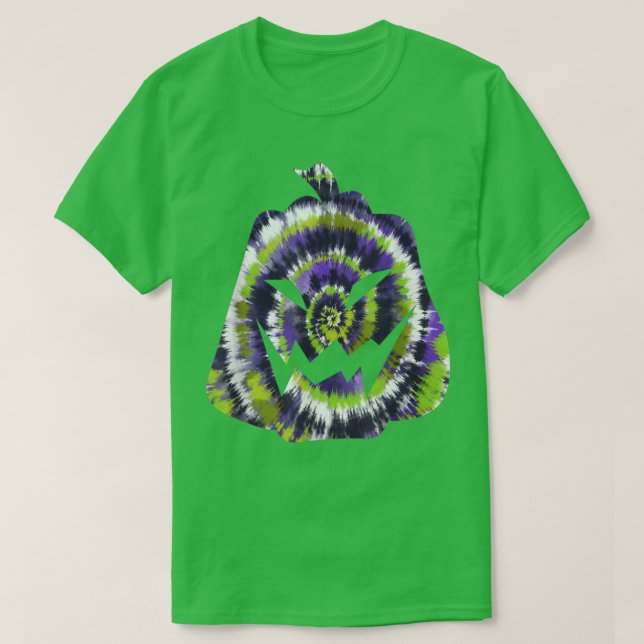 T-shirt Purple Green White Tie Dye Halloween Jack O Lanter (Design devant)