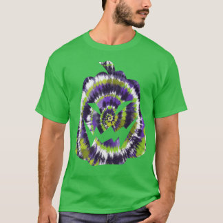 T-shirt Purple Green White Tie Dye Halloween Jack O Lanter