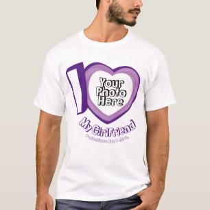 T-shirt Purple Heart Photo J'aime Ma Fille