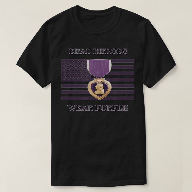 T-shirt Purple Heart Véritables Héros Portent Violet Milit (Design devant)