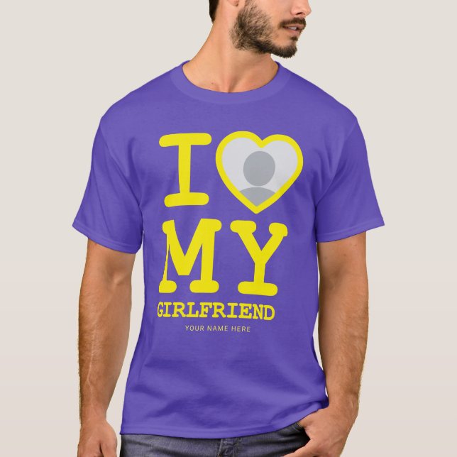 T-shirt Purple Jaune J'Aime Ma Fille Texte Photo (Devant)