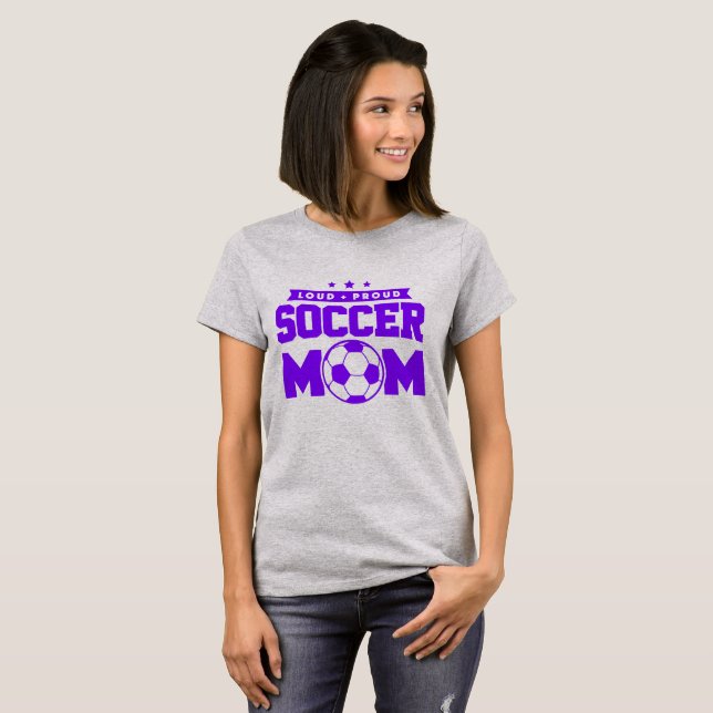 T-shirt Purple Loud Fier Soccer Maman Design (Devant entier)