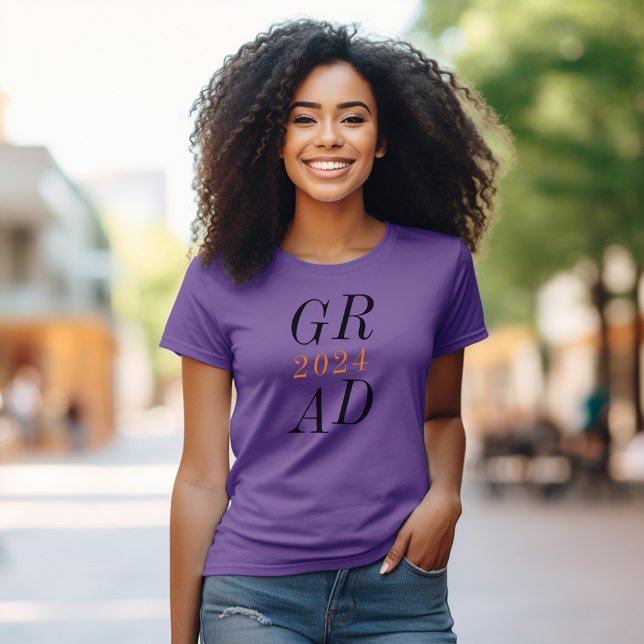 T-shirt Purple Moderne Chic Élégant Lycée Graduation (Purple Modern Chic Stylish High School Graduation T-Shirt)