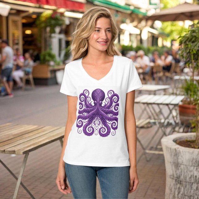 T-shirt Purple Octopus Victorian Steampunk Kraken  (Créateur téléchargé)