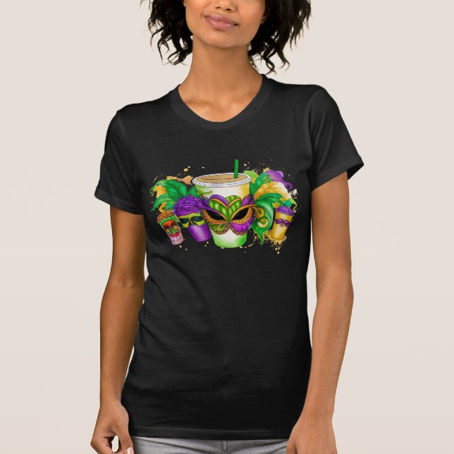T-SHIRT PURPLE OR VERT MARDI GRAS BOISSONS (Devant)