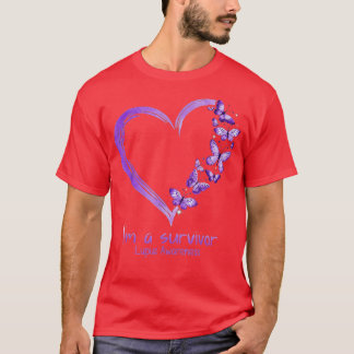 T-shirt Purple Papillon Coeur Je Suis Survivant Lupus