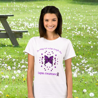 T-shirt Purple Papillon Lupus Sensibilisation Ribbon pourp