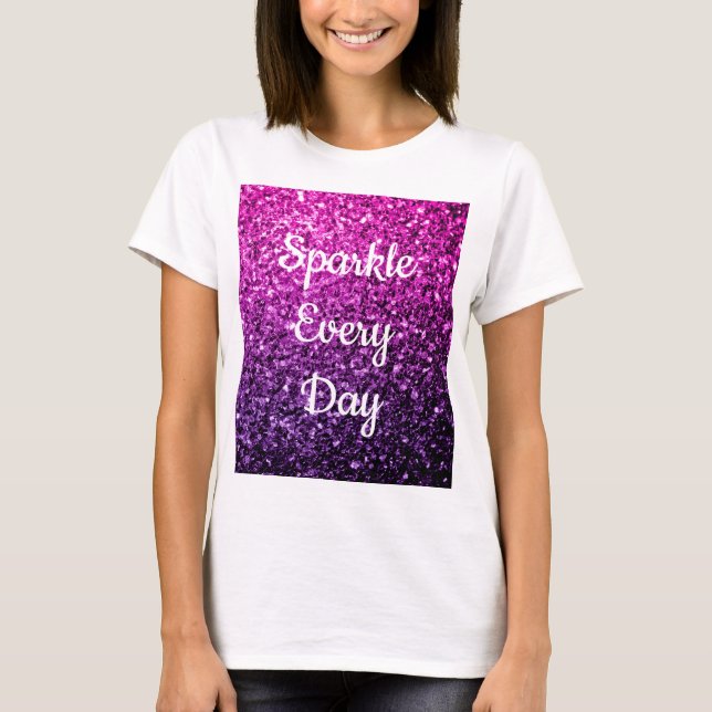 T-shirt Purple Pink Ombre parties scintillant Étincelle to (Devant)