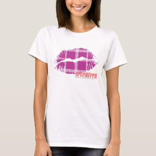 T-shirt Purple plaid