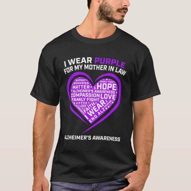 T-shirt Purple Pour Mère En Droit Alzheimers Sensibilisati (Devant)