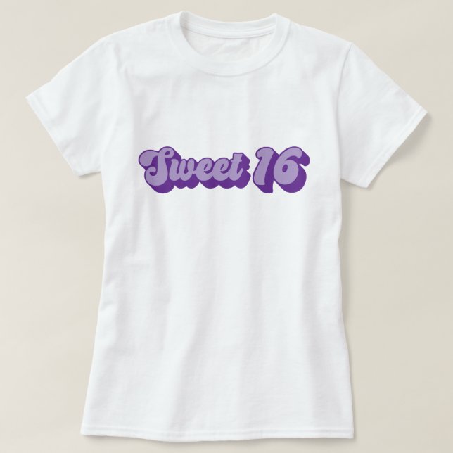 T-shirt Purple Retro Sweet 16 (Design devant)