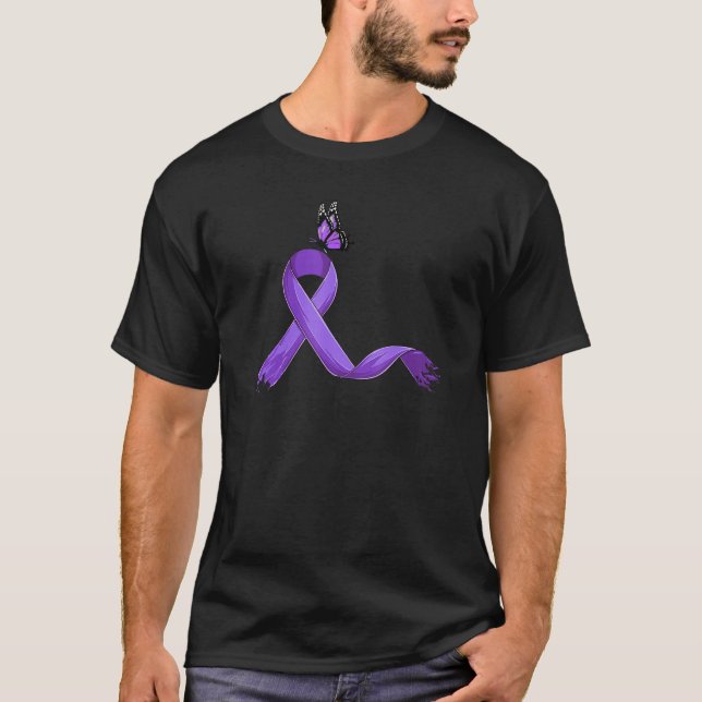 T-shirt Purple Ribbon Cute  Fibromyalgia Awareness (Devant)
