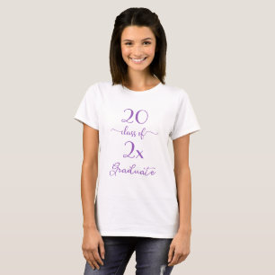 T-shirt Purple Script Classe De 2024 Custom Year Graduate