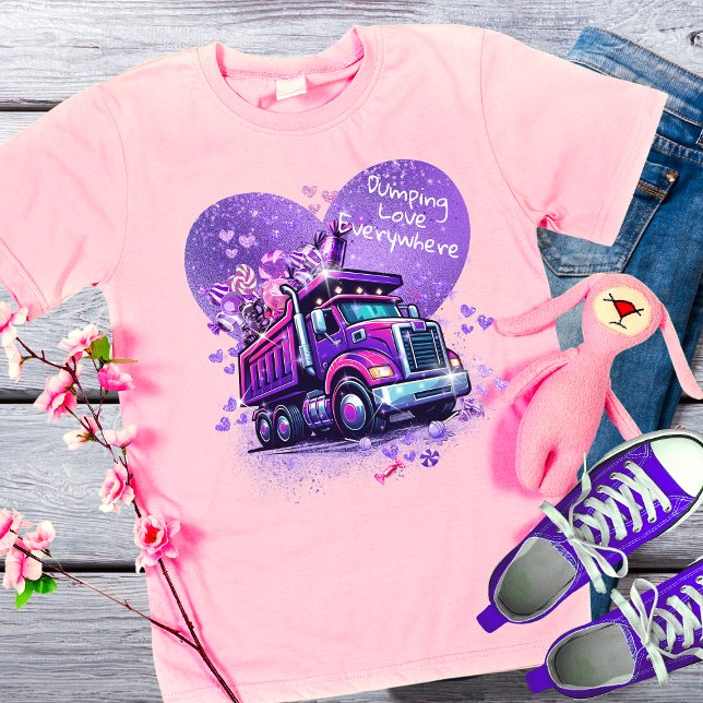 T-Shirt Purple Silly Dump Truck Valentine  (Créateur téléchargé)
