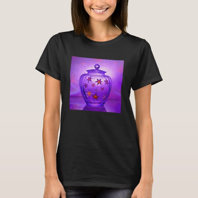 T-shirt Purple Transparent Glass Vase With Gold Stars (Devant)
