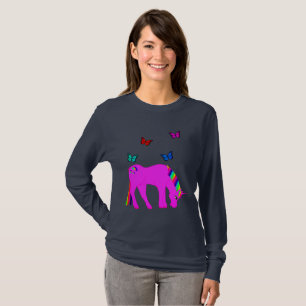 T-shirt Purple Unicorne & Papillons Dames Longues Manches