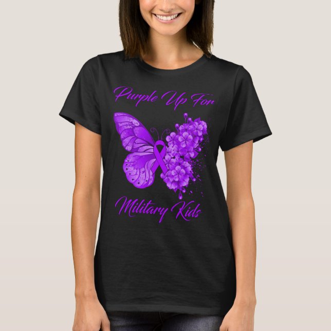 T-shirt Purple Up For Military Kids Mois of the Military (Devant)