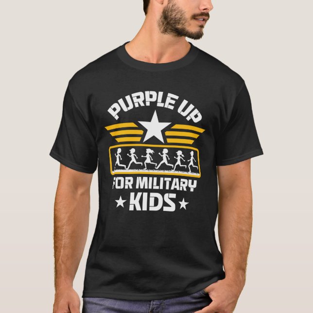 T-shirt Purple Up For Military  Little Heroes Childpur boy (Devant)