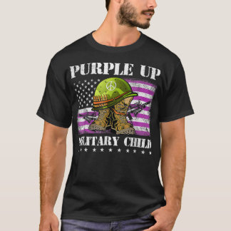 T-shirt Purple Up Militaire Enfant Américain Drapeau Botte
