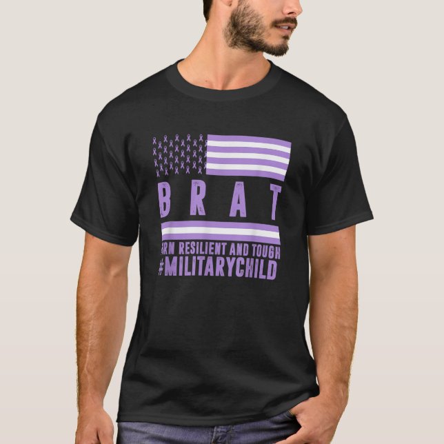 T-shirt Purple Up Militaire Enfants Mois Enfants Conscient (Devant)