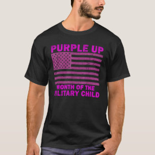 T-shirt Purple Up Militaire Mois Enfant Étincelle Américai