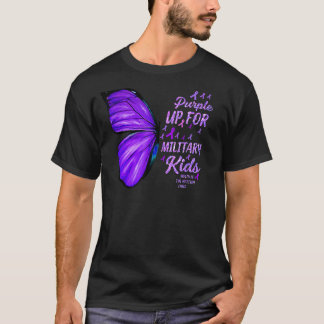 T-shirt Purple Up Pour Le Mois Militaire Du Papillon Enfan
