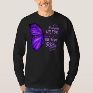 T-shirt Purple Up Pour Le Mois Militaire Du Papillon Enfan
