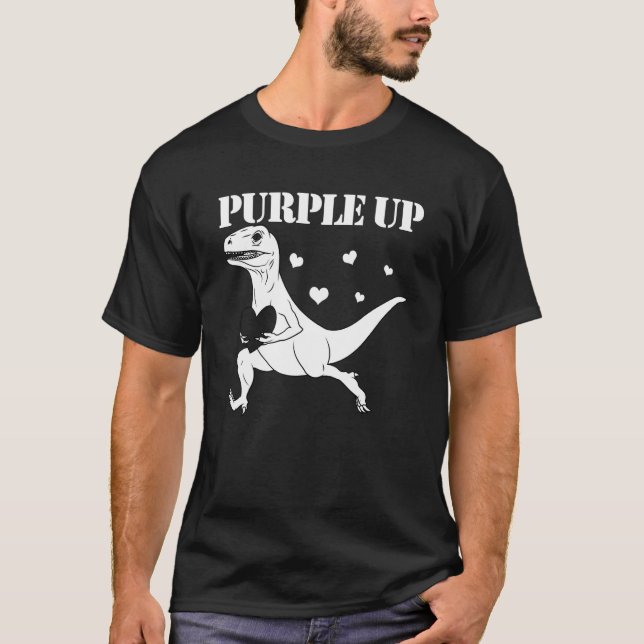 T-shirt Purple Up Raptor Military Child Month Dinosaur Pur (Devant)