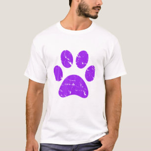 T-shirt Purple Vintage Empreinte de patte Chien Novelty T
